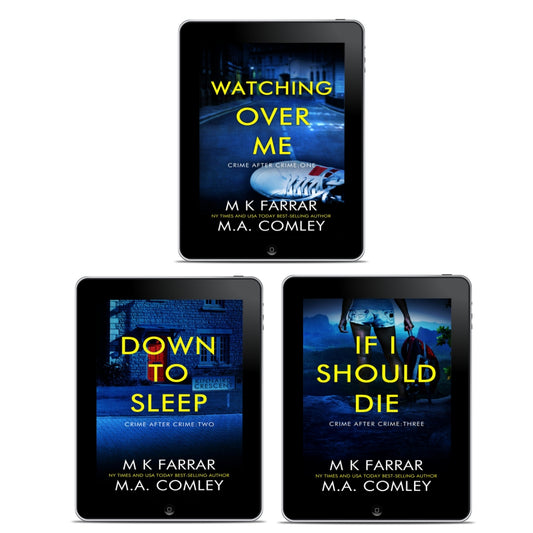 Ebook covers for Watching Over Me, Down to Sleep, and If I Should Die